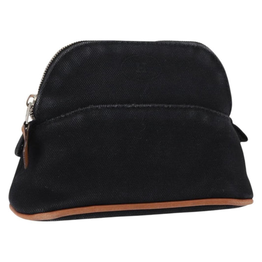 Hermes Bolide Travel Pouch Canvas, BLACK, CANVAS, Clutche & pouche