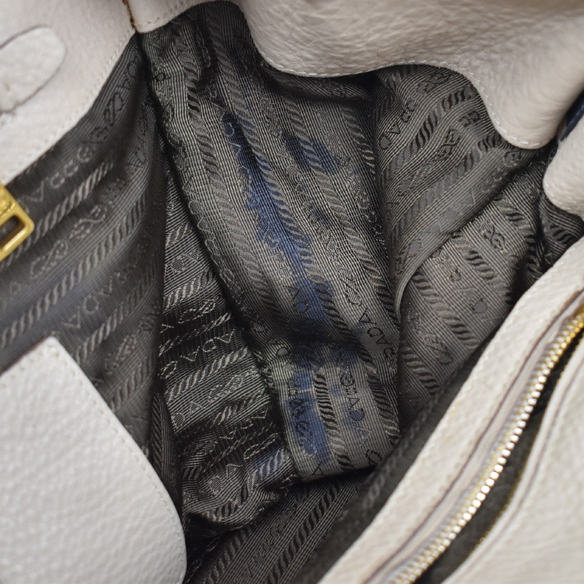 Prada Twin Shopping Tote Vitello Daino, BEIGE, LEATHER, Handbag