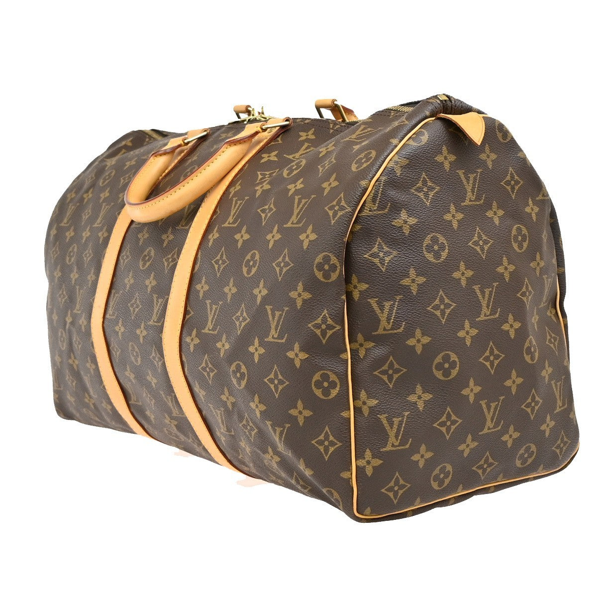 Louis Vuitton Keepall Bag Monogram Canvas, BROWN, CANVAS, Travel bag