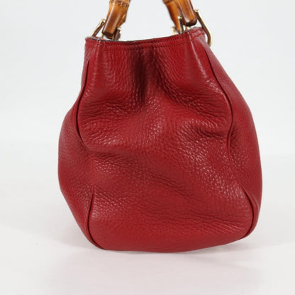 Gucci Bamboo Shopper Tote Leather, RED, LEATHER, Tote bag