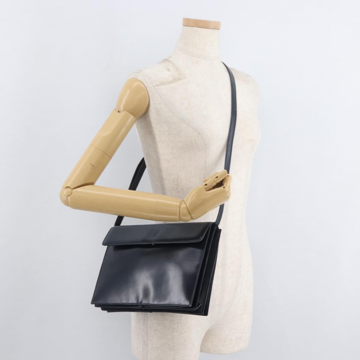 Loewe Anagram Shoulder Bag Leather, Navy, Leather, Shoulder Bag