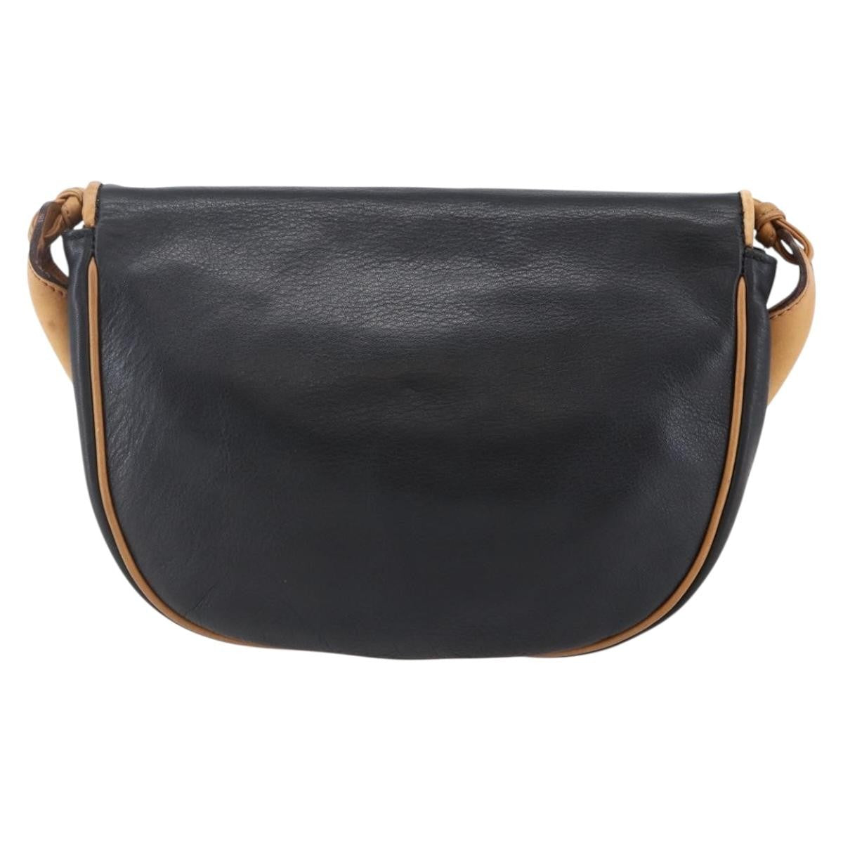 Celine Flap Shoulder Bag Leather, BLACK, LEATHER, Shoulder bag