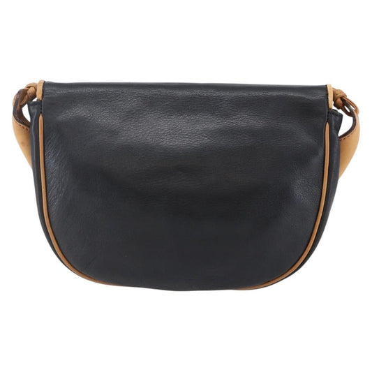 Celine Flap Shoulder Bag Leather, BLACK, LEATHER, Shoulder bag