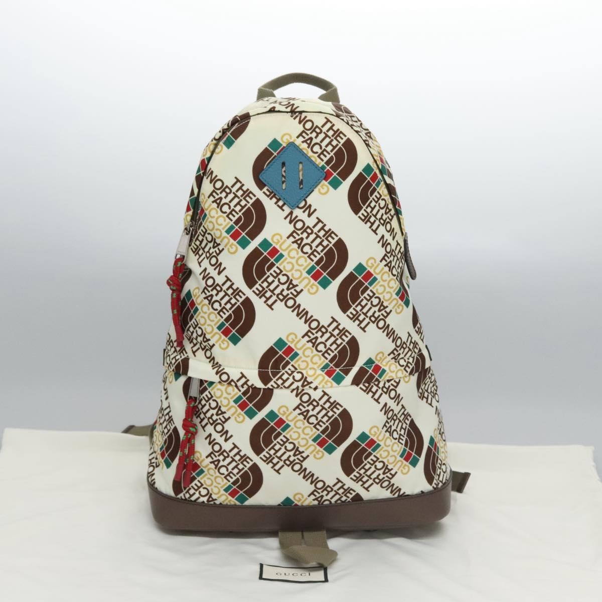 Gucci Gucci x The North Face Zip Backpack Printed Nylon, ECRU, NYLON, Backpack