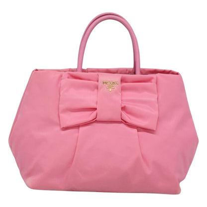 Prada Bow Tote Tessuto with Leather, PINK, NYLON, Tote bag