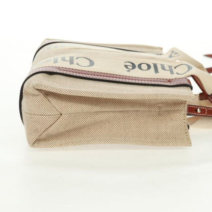 Chloe Woody Convertible Tote Canvas with Leather, BEIGE, CANVAS, Tote bag