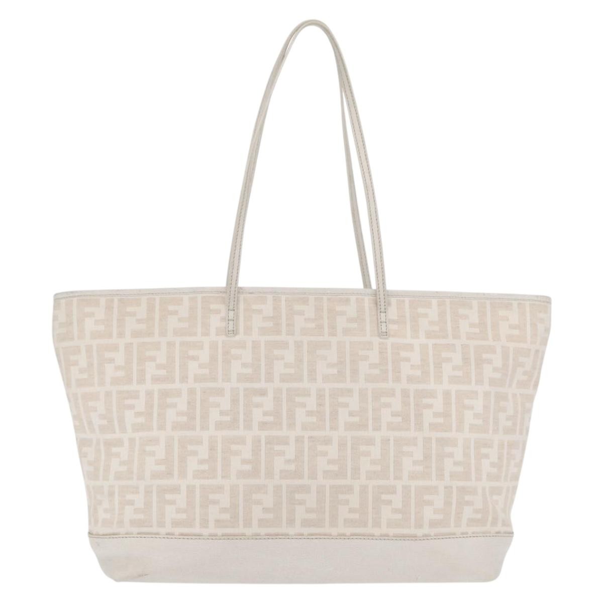 Fendi Roll Tote Zucca Canvas and Leather, BEIGE, CANVAS, Tote bag