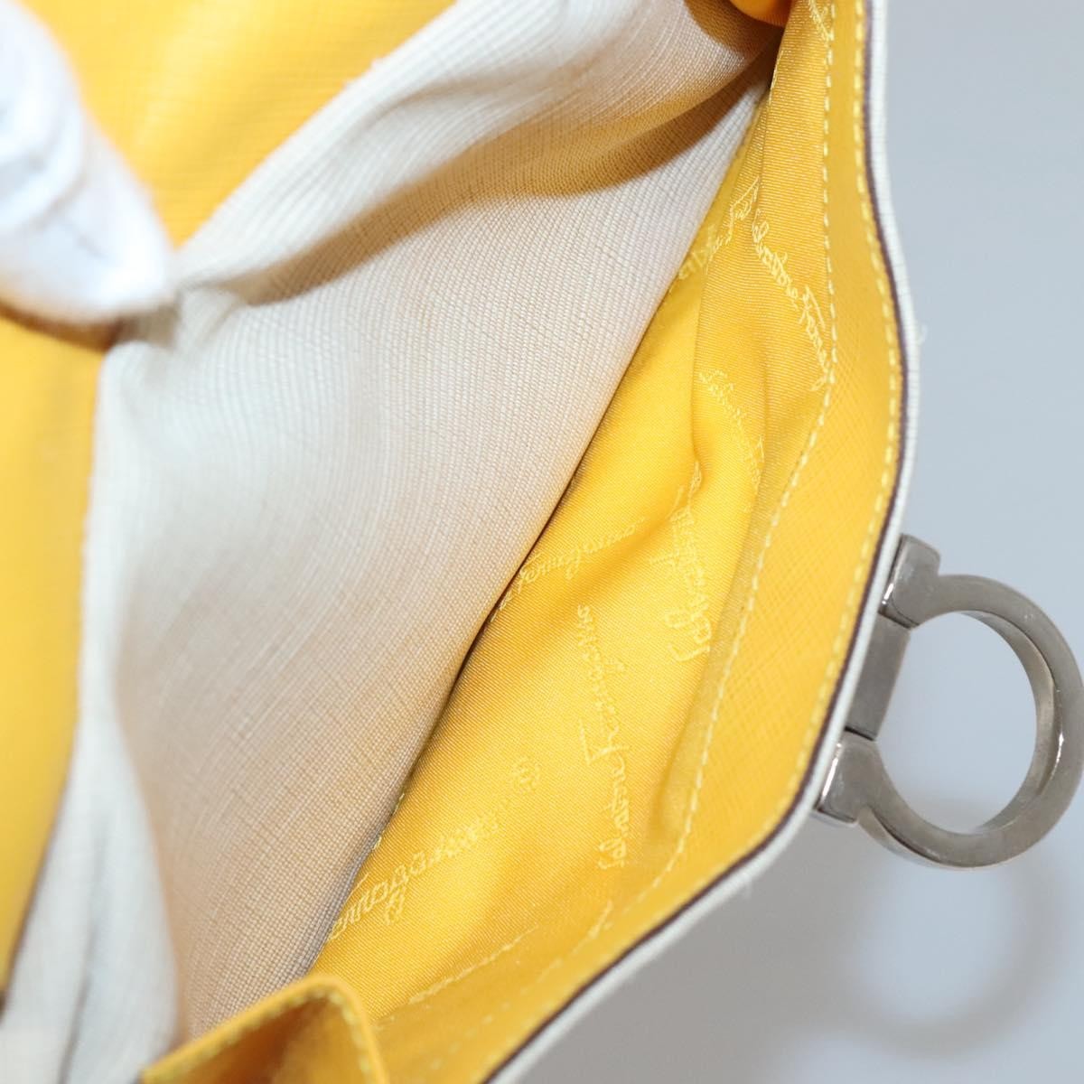 Salvatore Ferragamo Gancini handbag Canvas and Leather, YELLOW, CANVAS, Handbag