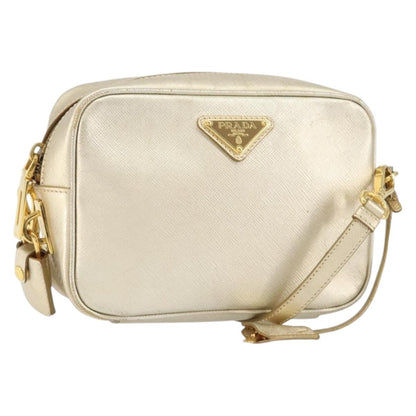Prada Camera Shoulder Bag Saffiano Leather, GOLD, LEATHER, Shoulder bag