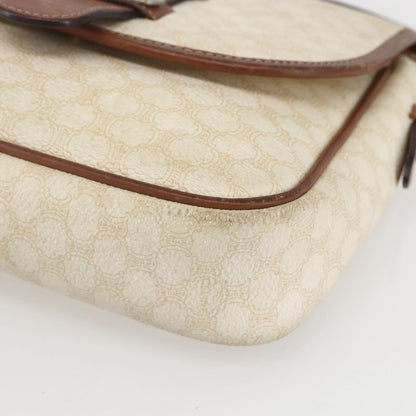 Celine Vintage Macadam Shoulder Bag Canvas and Leather, WHITE, CANVAS, Shoulder bag