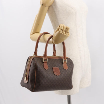 Celine Macadam Handbag Macadam with leather, BROWN, CANVAS, Handbag
