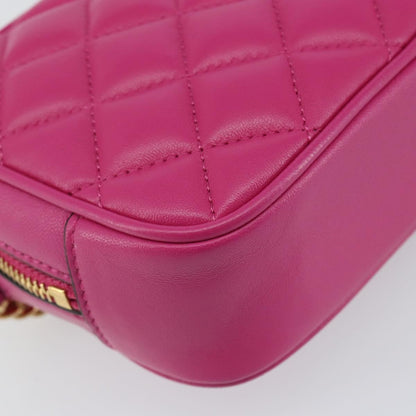 Versace Medusa Icon Front Slip Pocket Camera Bag Quilted Leather, PINK, LEATHER, Shoulder bag