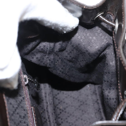 Gucci Vintage Bamboo Backpack Nylon and Patent Leather, BLACK, NYLON, Backpack