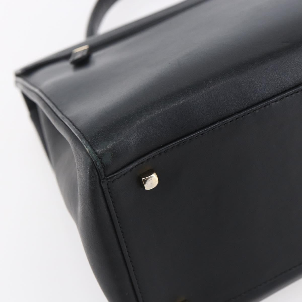 Salvatore Ferragamo Gancini handbag Leather, BLACK, LEATHER, Handbag