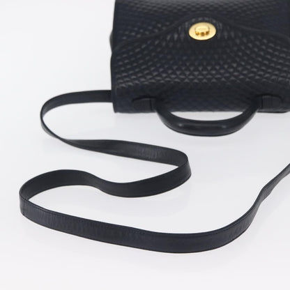 Bally Vintage Handbag Quilted Leather, NAVY, LEATHER, Handbag