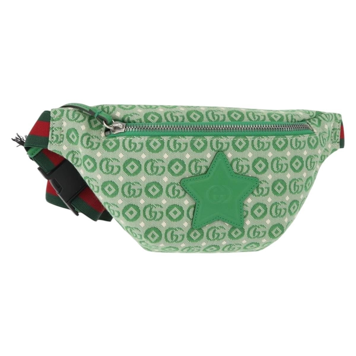 Gucci Waist Pouch Belt Bag GG Canvas, GREEN, CANVAS, Clutche & pouche