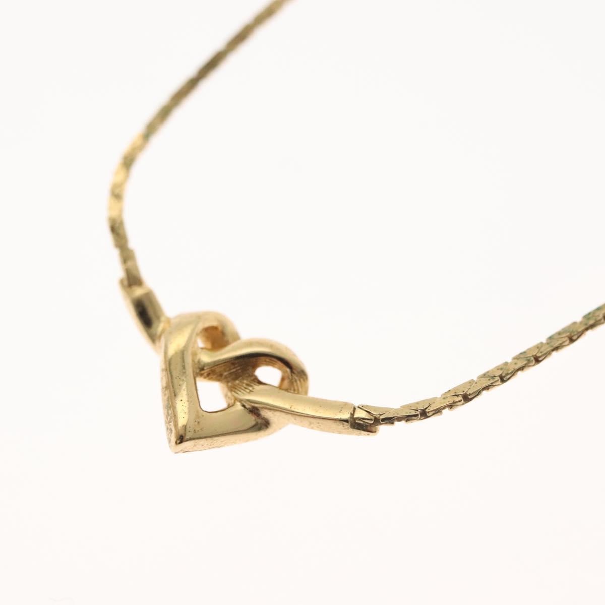 Christian Dior Logo Heart Pendant Necklace Metal with Crystal, GOLD, METAL, Necklace