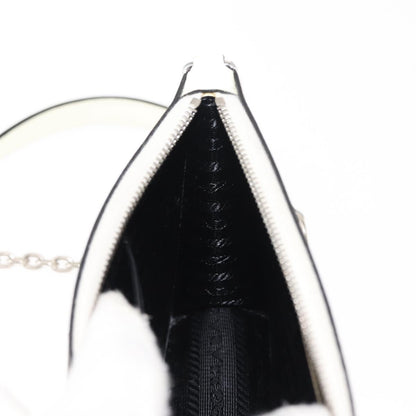 Prada Chain Crossbody Bag Vernice Saffiano Leather, WHITE, LEATHER, Shoulder bag