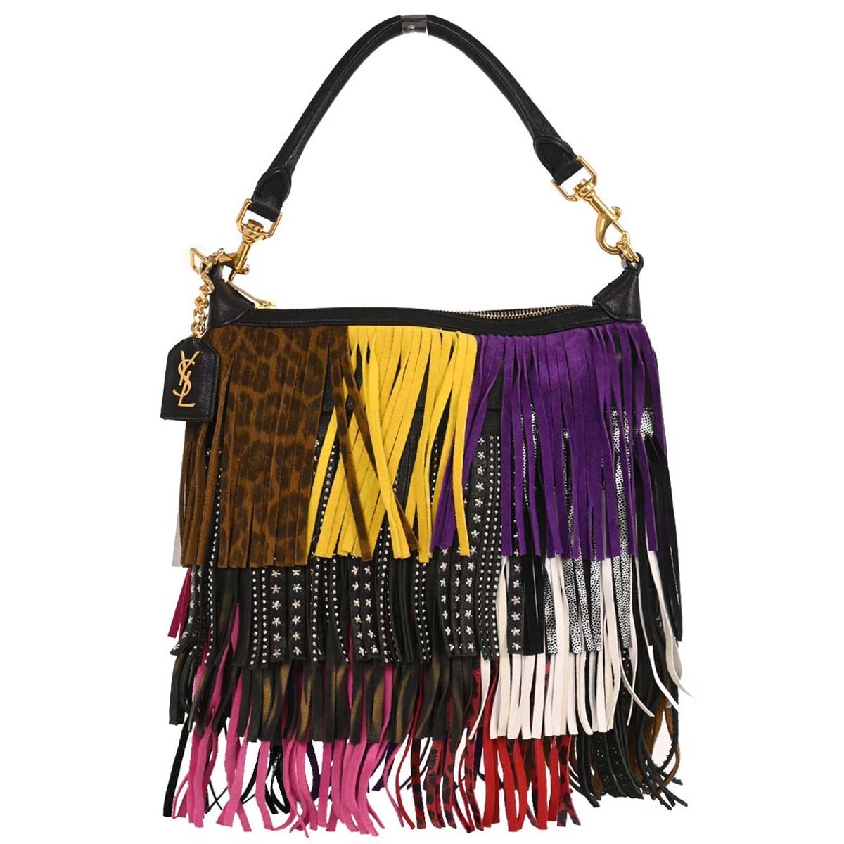 Saint Laurent Emmanuelle Hobo Fringe Leather, MULTICOLOUR, LEATHER, Handbag