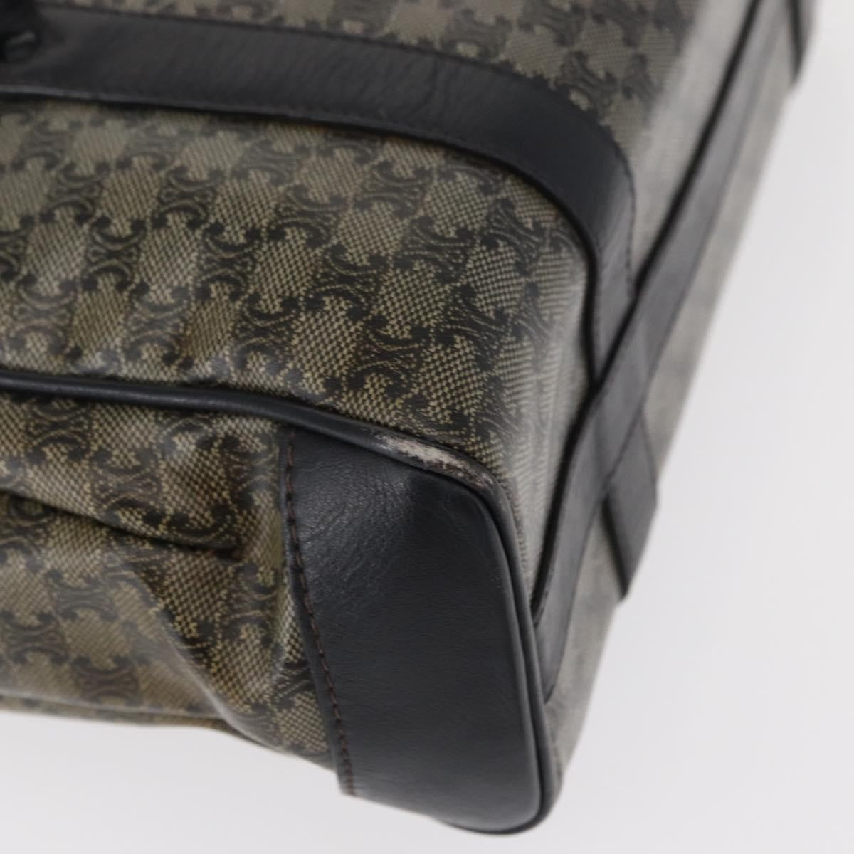 Celine Vintage Macadam Shoulder Bag Canvas and Leather, BLACK, CANVAS, Shoulder bag