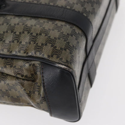 Celine Vintage Macadam Shoulder Bag Canvas and Leather, BLACK, CANVAS, Shoulder bag