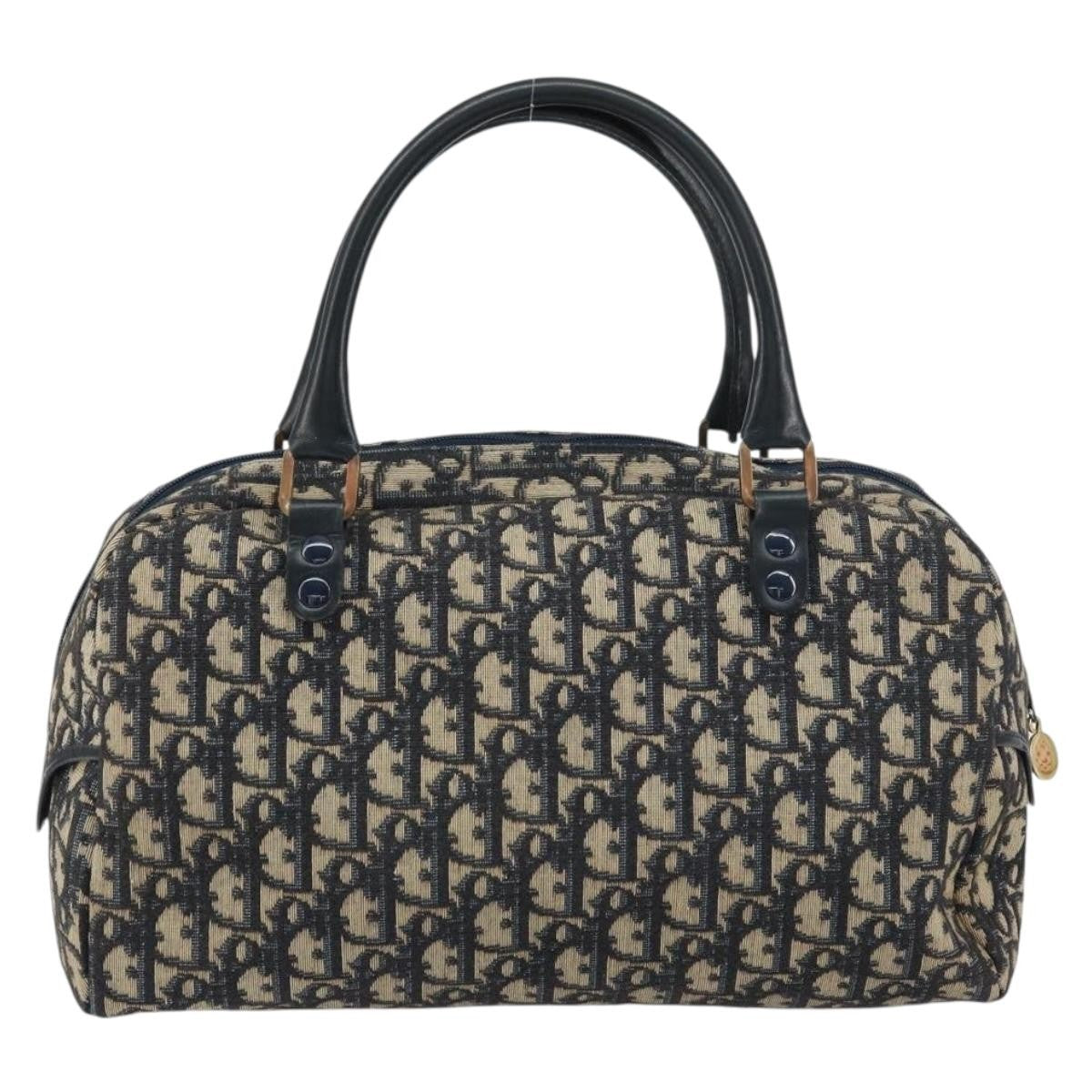 Christian Dior Vintage Trotter Boston Bag Diorissimo Canvas, NAVY, CANVAS, Handbag