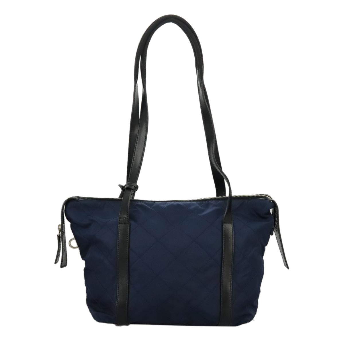Prada Chain Shoulder Bag Quilted Tessuto, NAVY, NYLON, Shoulder bag