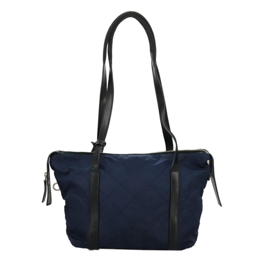 Prada Chain Shoulder Bag Quilted Tessuto, NAVY, NYLON, Shoulder bag