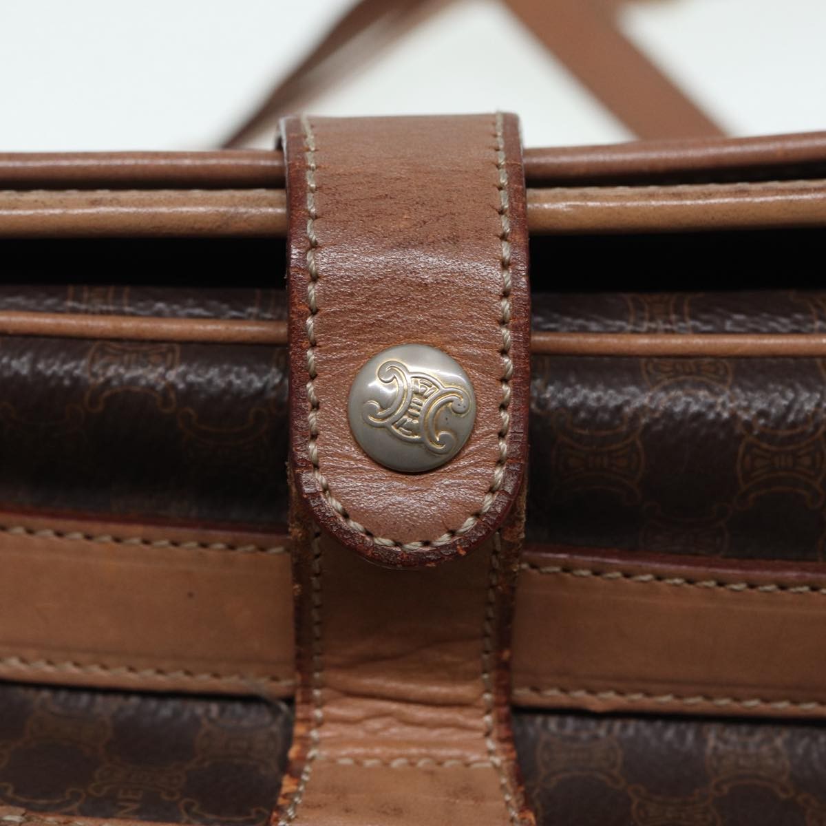 Celine Macadam Shoulder Bag PVC Leather, BROWN, CANVAS, Shoulder bag