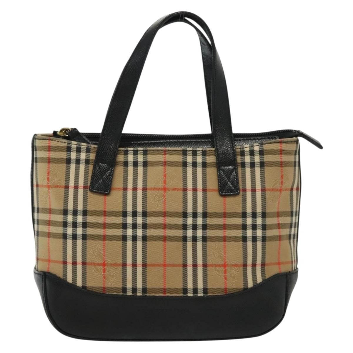 Burberry Nova Handbag Check Pattern, BEIGE, CANVAS, Handbag