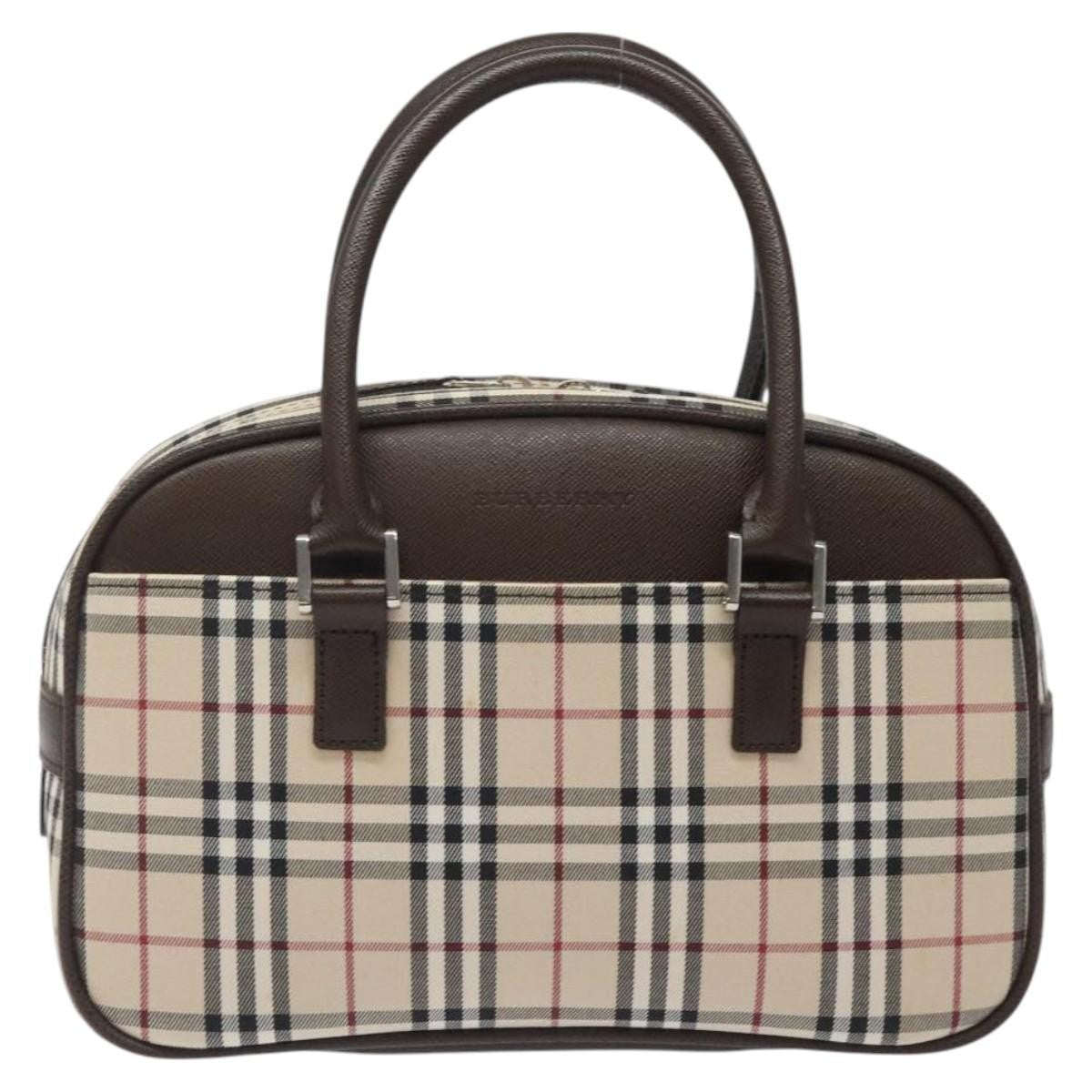 Burberry Nova Check Bowling Bag Canvas, BEIGE, CANVAS, Travel bag