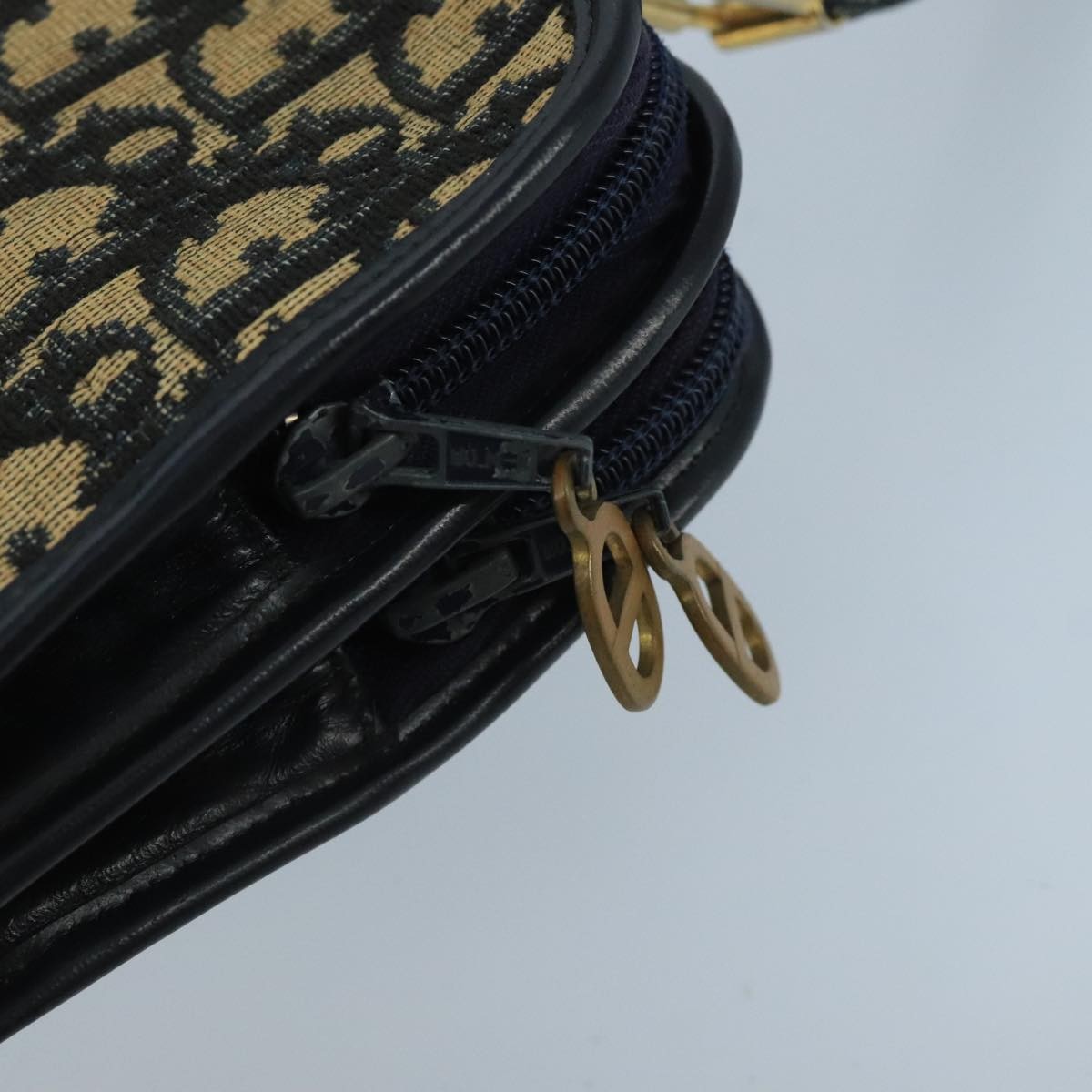 Christian Dior Vintage Trotter Crossbody Bag Diorissimo Coated Canvas, NAVY, CANVAS, Shoulder bag