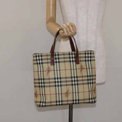 Burberry Top Handle Tote Haymarket Coated Canvas, BEIGE, PVC, Tote bag