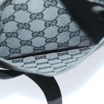 Gucci Vintage Flat Messenger Bag GG Canvas and Leather, BLACK, CANVAS, Crossbody bag