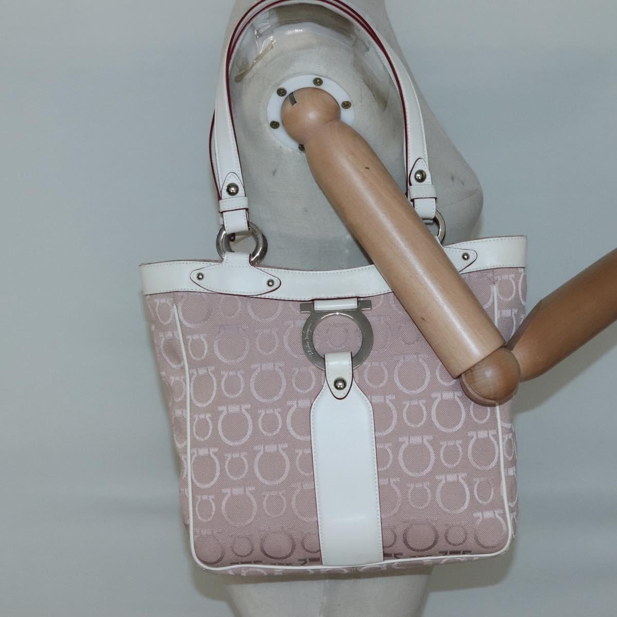 Salvatore Ferragamo Gancini Tote Canvas, PINK, CANVAS, Tote bag