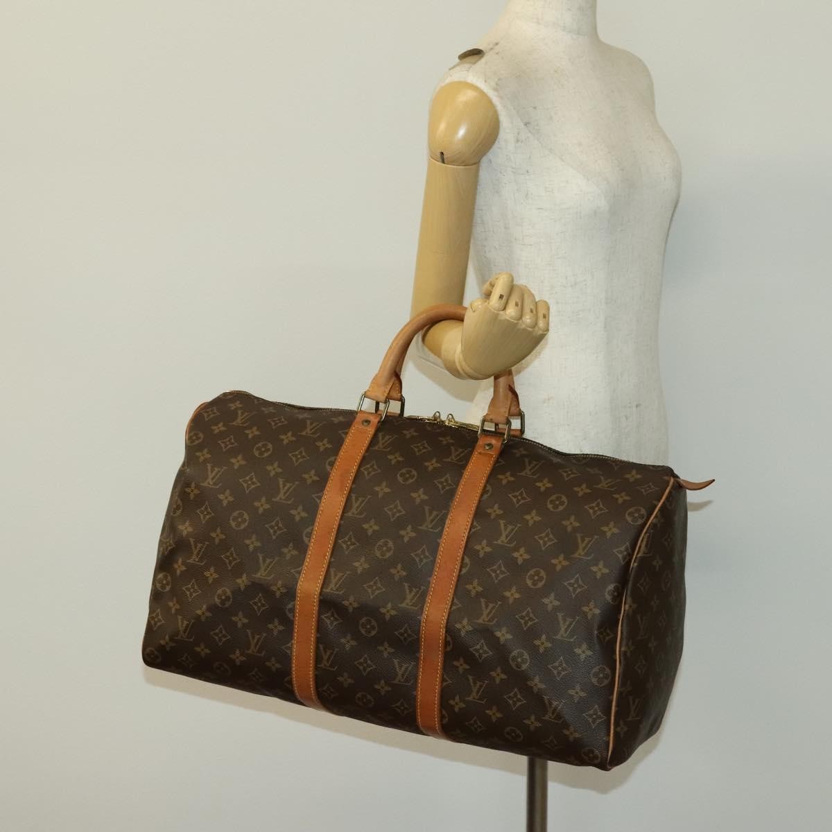 Louis Vuitton Keepall Bag Monogram Canvas, BROWN, CANVAS, Travel bag
