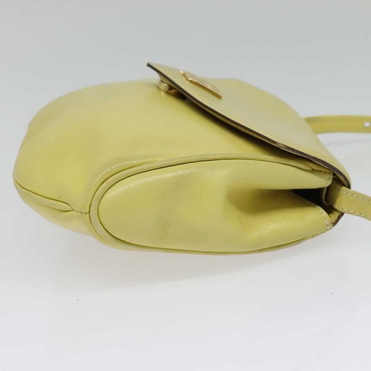 Celine Flap Shoulder Bag Leather, YELLOW, LEATHER, Shoulder bag