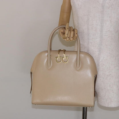 Salvatore Ferragamo Convertible Dome Gancini Leather, BEIGE, LEATHER, Handbag