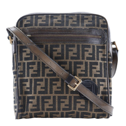 Fendi Logo Zucca Shoulder Bag Zucca, BROWN, CANVAS, Shoulder bag