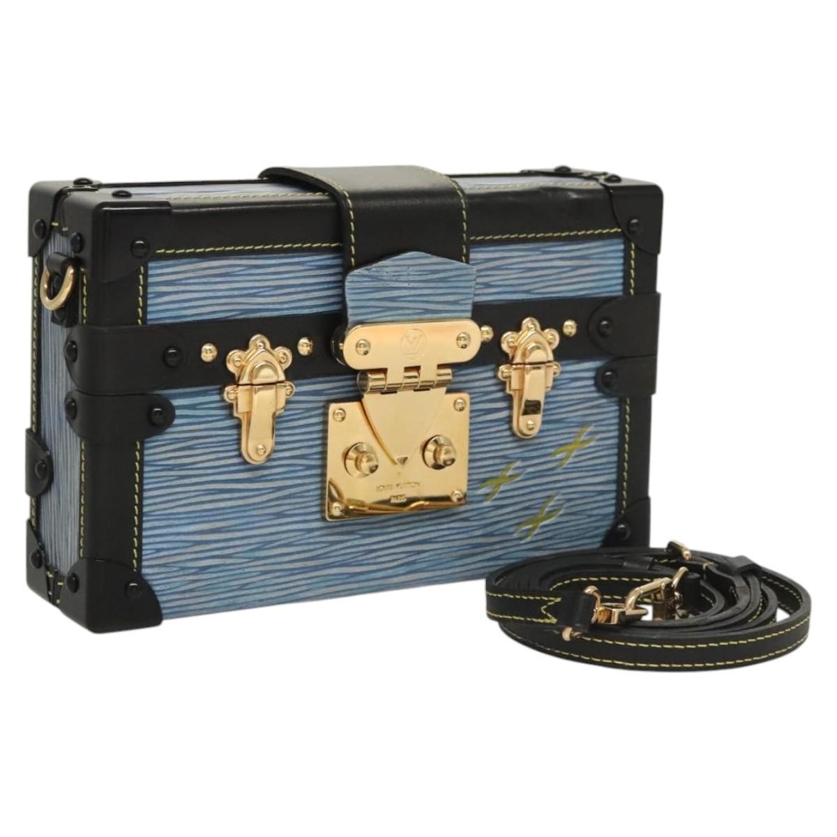 Louis Vuitton Petite Malle Handbag Epi Leather, BLUE, LEATHER, Handbag