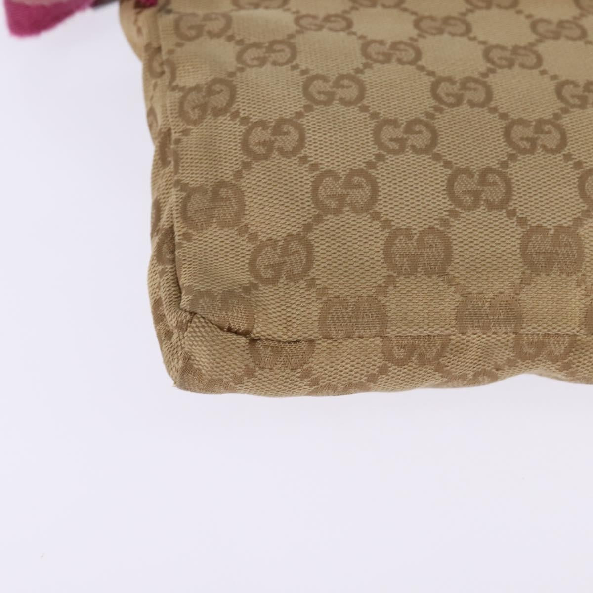 Gucci Vintage Double Belt Bag GG Canvas with Leather, Beige, Canvas, Crossbody Bag