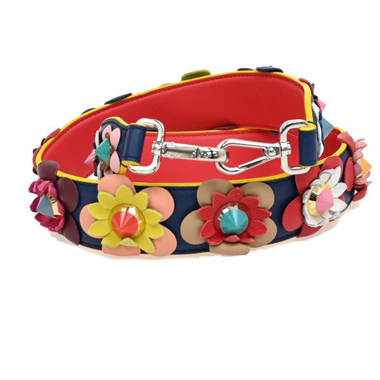 Fendi Flowerland Strap You Shoulder Strap Studded Leather, MULTICOLOUR, LEATHER, Straps