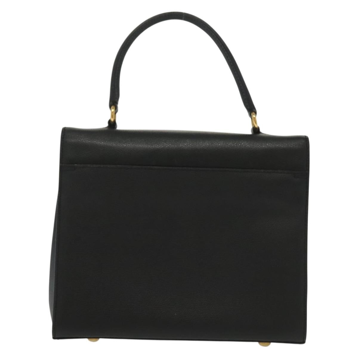 Celine Vintage Convertible Turnlock Top Handle Bag Leather, BLACK, LEATHER, Handbag