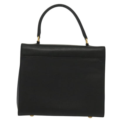 Celine Vintage Convertible Turnlock Top Handle Bag Leather, BLACK, LEATHER, Handbag