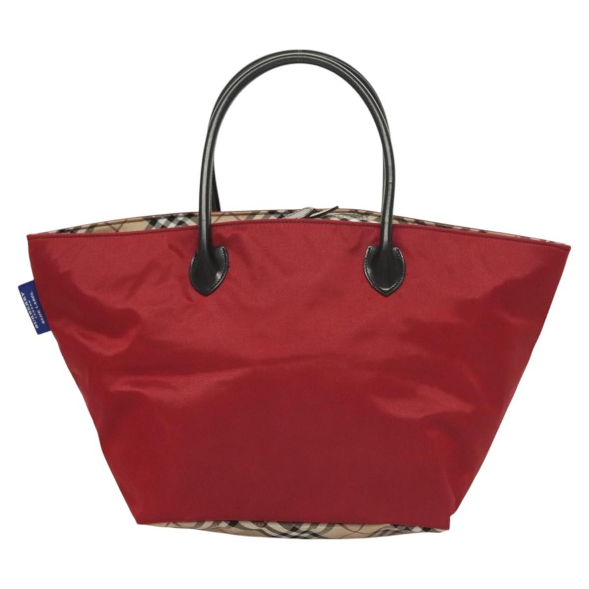 Burberry Nova Check Tote Nylon, RED, NYLON, Tote bag