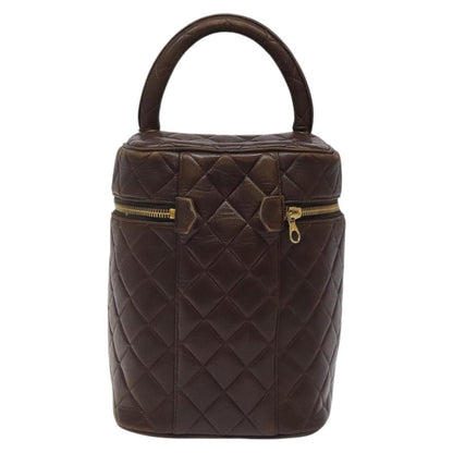 Chanel Vanity pouch Leather, BROWN, LEATHER, Toiletry Case