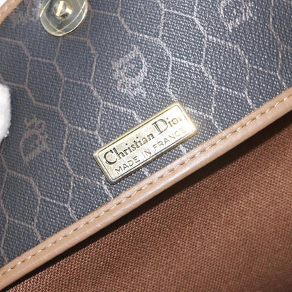 Christian Dior Vintage Honeycomb Flap Crossbody Bag Coated Canvas, BLACK, CANVAS, Crossbody bag