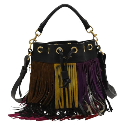Saint Laurent Fringe Emmanuelle Bucket Bag Leather, MULTICOLOUR, LEATHER, Handbag