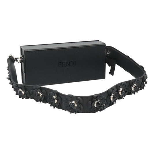 Fendi Logo Horizontal Box Crossbody Bag Leather, BLACK, LEATHER, Shoulder bag