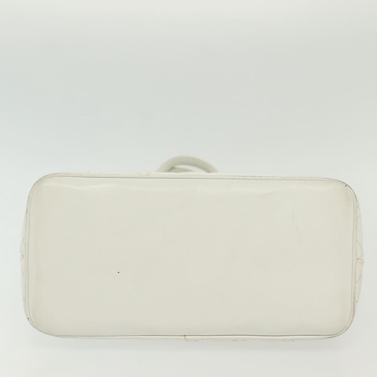 Chanel Medallion Tote Quilted Caviar, WHITE, LEATHER, Tote bag